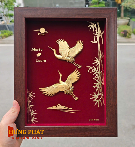 KHÁM PHÁ BỨC TRANH ĐÔI HẠC DÁT VÀNG 24K – BIỂU TƯỢNG TÌNH YÊU & TRƯỜNG TỒN