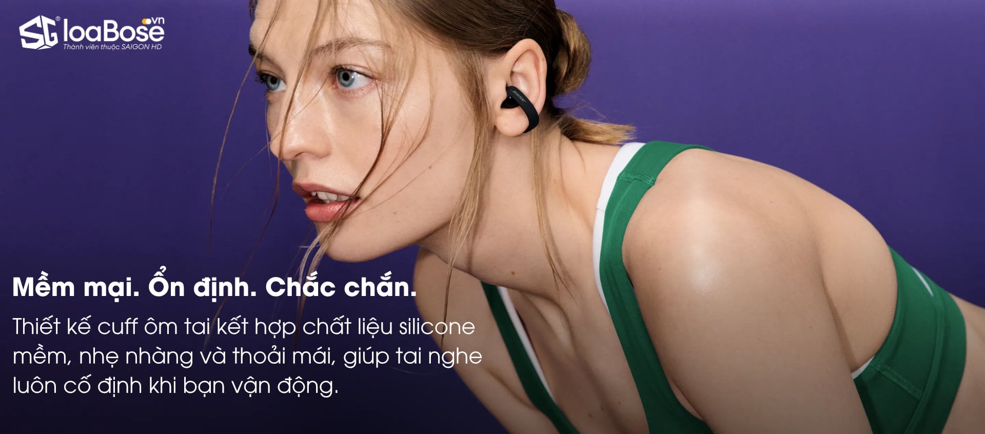 Bose Sport Open Earbuds được hoàn thiện bằng lớp silicon mềm mại