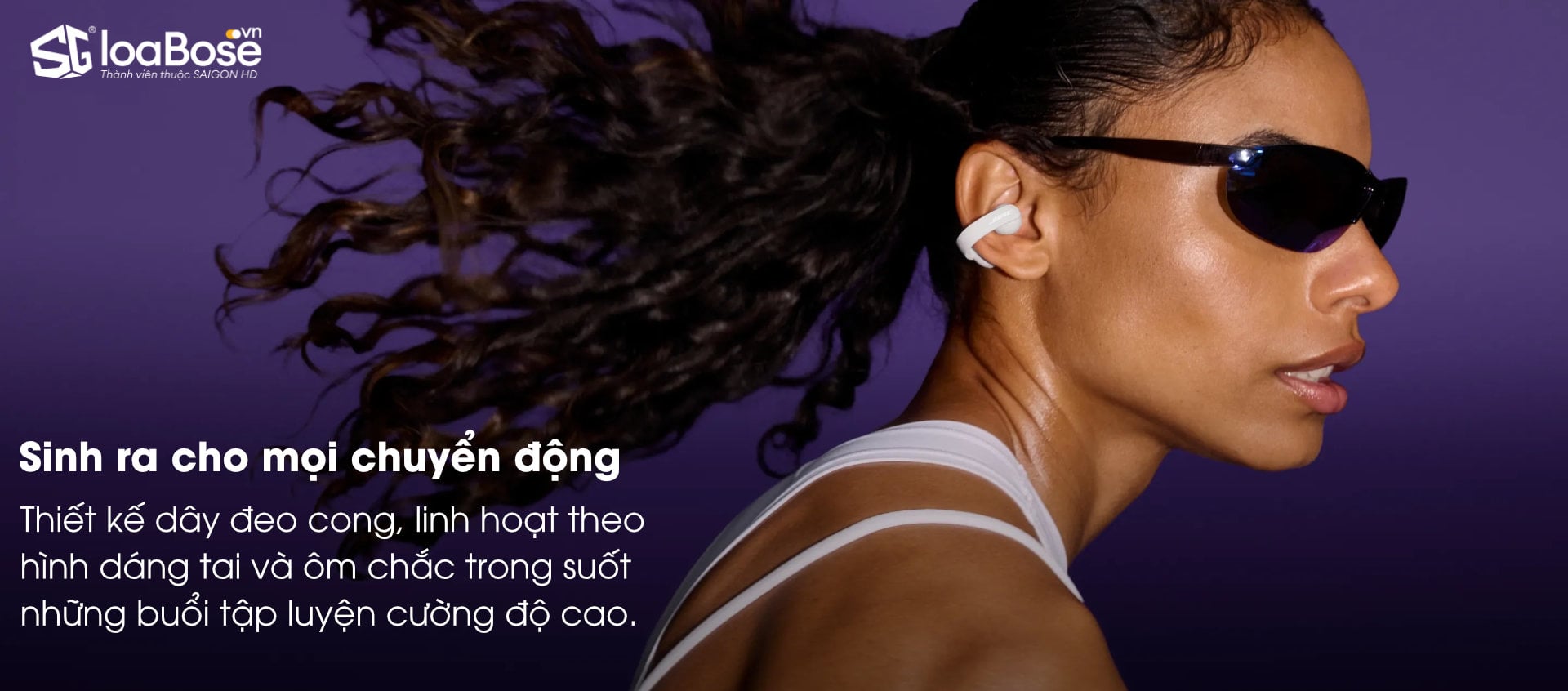Bose Sport Open Earbuds có thiết kế dạng mở, linh hoạt, ổn định, chống nước và bụi IP54