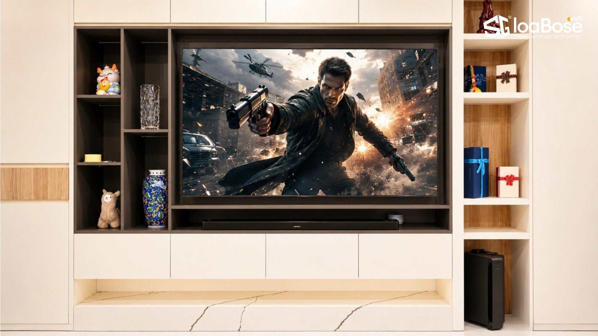 Bose Smart SoundBar tại phòng khách căn hộ