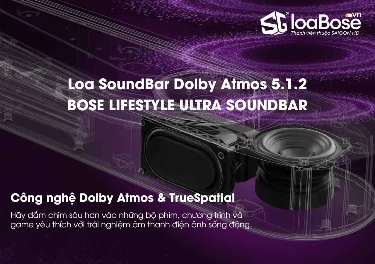 Loa thanh Bose LifeStyle Ultra SoundBar hỗ trợ âm thanh Dolby Atmos 5.1.2 cao cấp chính hãng mới nhất 2026