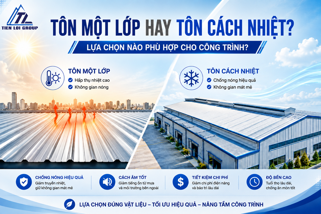 TÔN MỘT LỚP VÀ TÔN CÁCH NHIỆT: NÊN CHỌN LOẠI NÀO CHO CÔNG TRÌNH