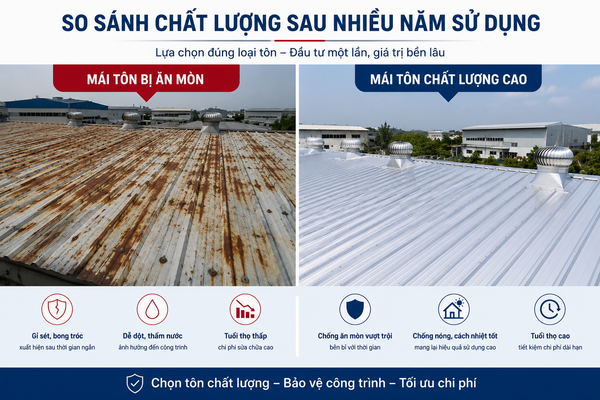 CÁCH CHỌN TÔN PHÙ HỢP GIÚP TĂNG TUỔI THỌ CÔNG TRÌNH ĐẾN 30 NĂM