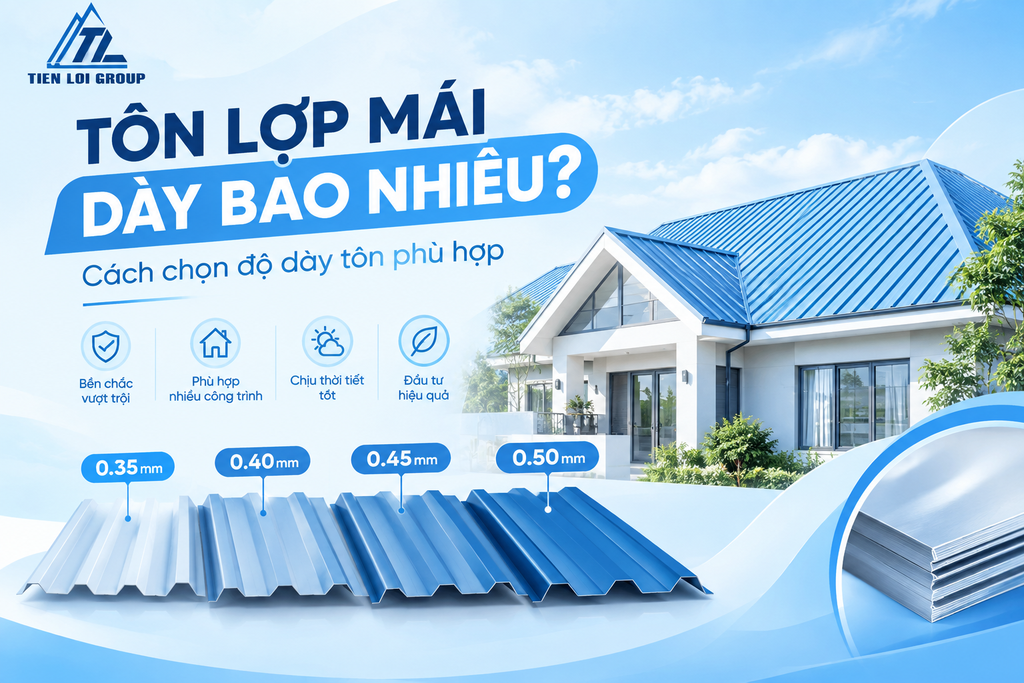 TÔN LỢP MÁI DÀY BAO NHIÊU? CÁCH CHỌN ĐỘ DÀY TÔN AN TOÀN, PHÙ HỢP VỚI CÔNG TRÌNH
