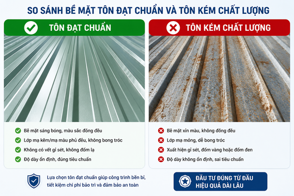 6 DẤU HIỆU NHẬN BIẾT TÔN KÉM CHẤT LƯỢNG TRƯỚC KHI MUA VÀ CÁCH CHỌN TÔN ĐẠT CHUẨN