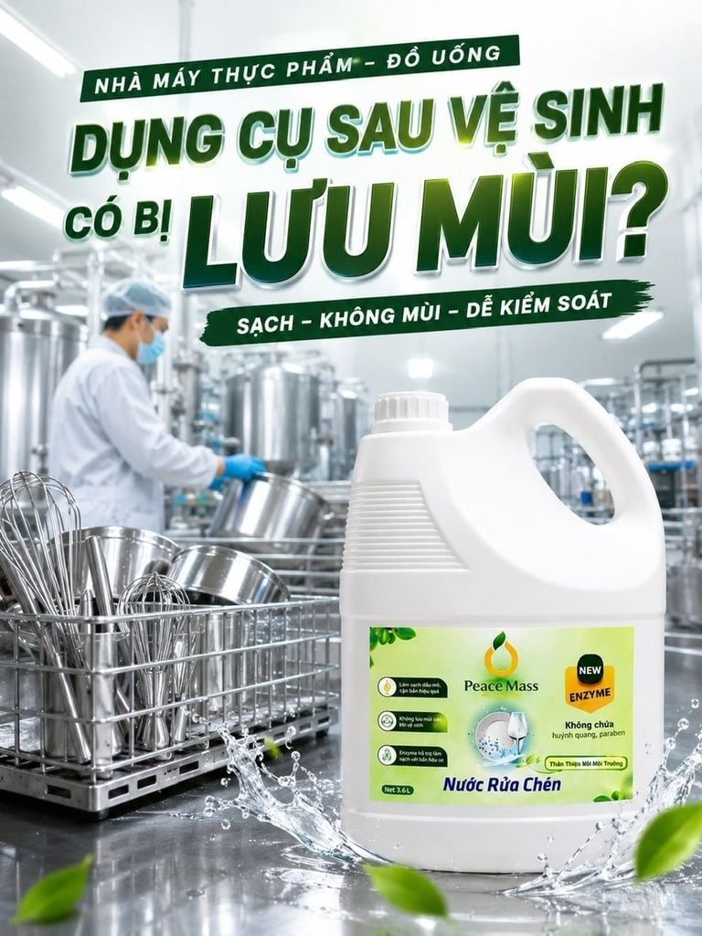 📦 Nhà Máy Thực Phẩm & Đồ Uống – Đang Tìm Nước Rửa Dụng Cụ Không Lưu Mùi?
