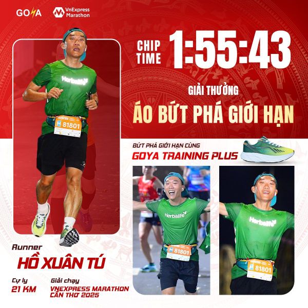 CHÚC MỪNG HỒ XUÂN TÚ BỨT PHÁ GIỚI HẠN THÀNH CÔNG TẠI VNEXPRESS MARATHON CẦN THƠ CỰ LY 21KM!