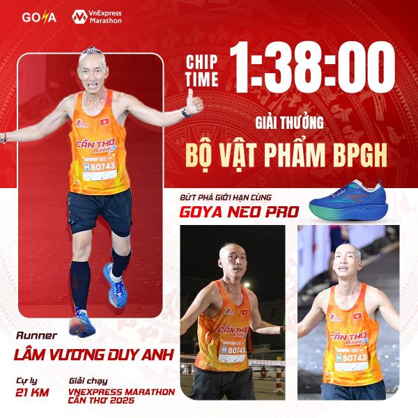 CHÚC MỪNG LÂM VƯƠNG DUY ANH BỨT PHÁ GIỚI HẠN THÀNH CÔNG TẠI VNEXPRESS MARATHON CẦN THƠ CỰ LY 21KM!