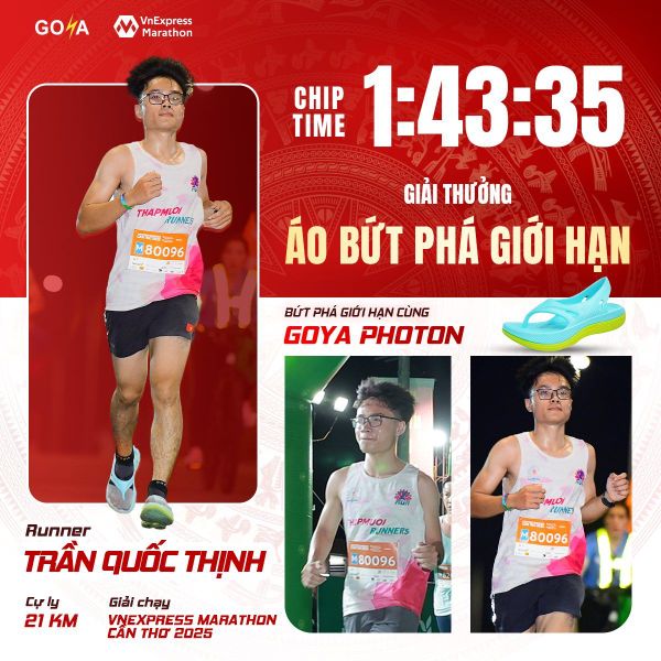 CHÚC MỪNG TRẦN QUỐC THỊNH BỨT PHÁ GIỚI HẠN THÀNH CÔNG TẠI VNEXPRESS MARATHON CẦN THƠ CỰ LY 21KM!