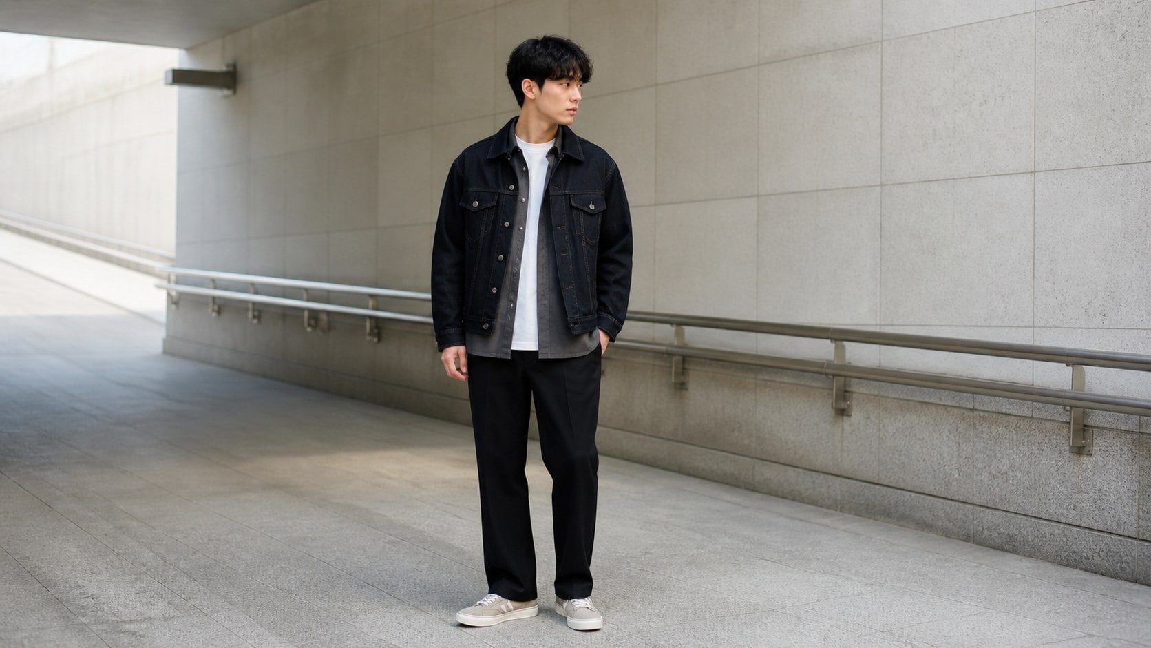 Cách layer streetwear vừa đủ với áo thun và áo khoác denim