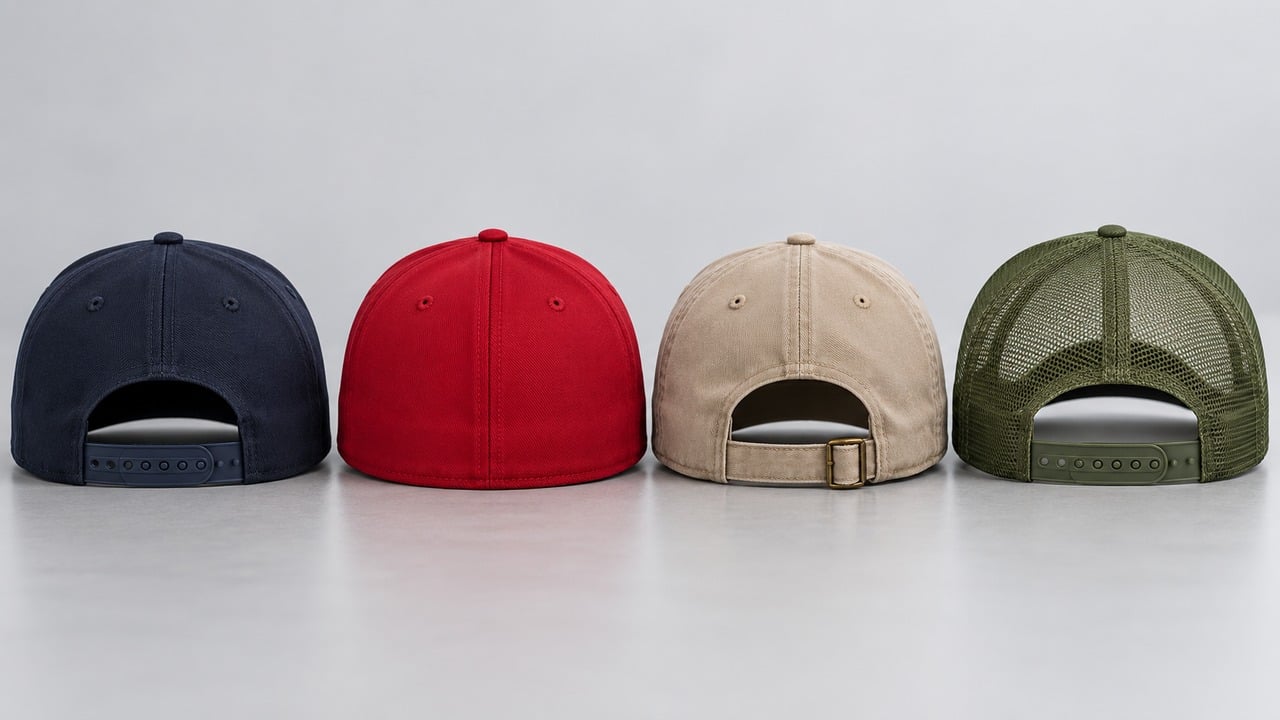 So sánh bốn loại khóa/cấu tạo: snapback, fitted, strapback, trucker