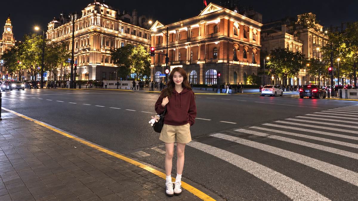 Hoodie rộng phối quần shorts lộ gấu và sneaker