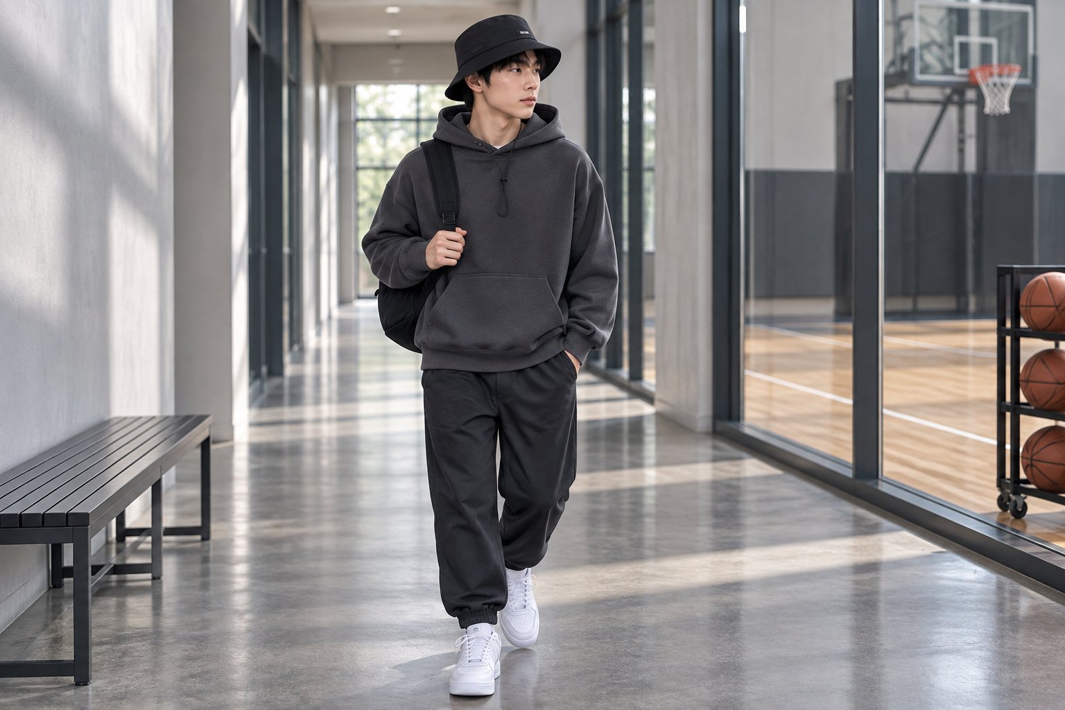 Bucket phối hoodie hoặc sweater