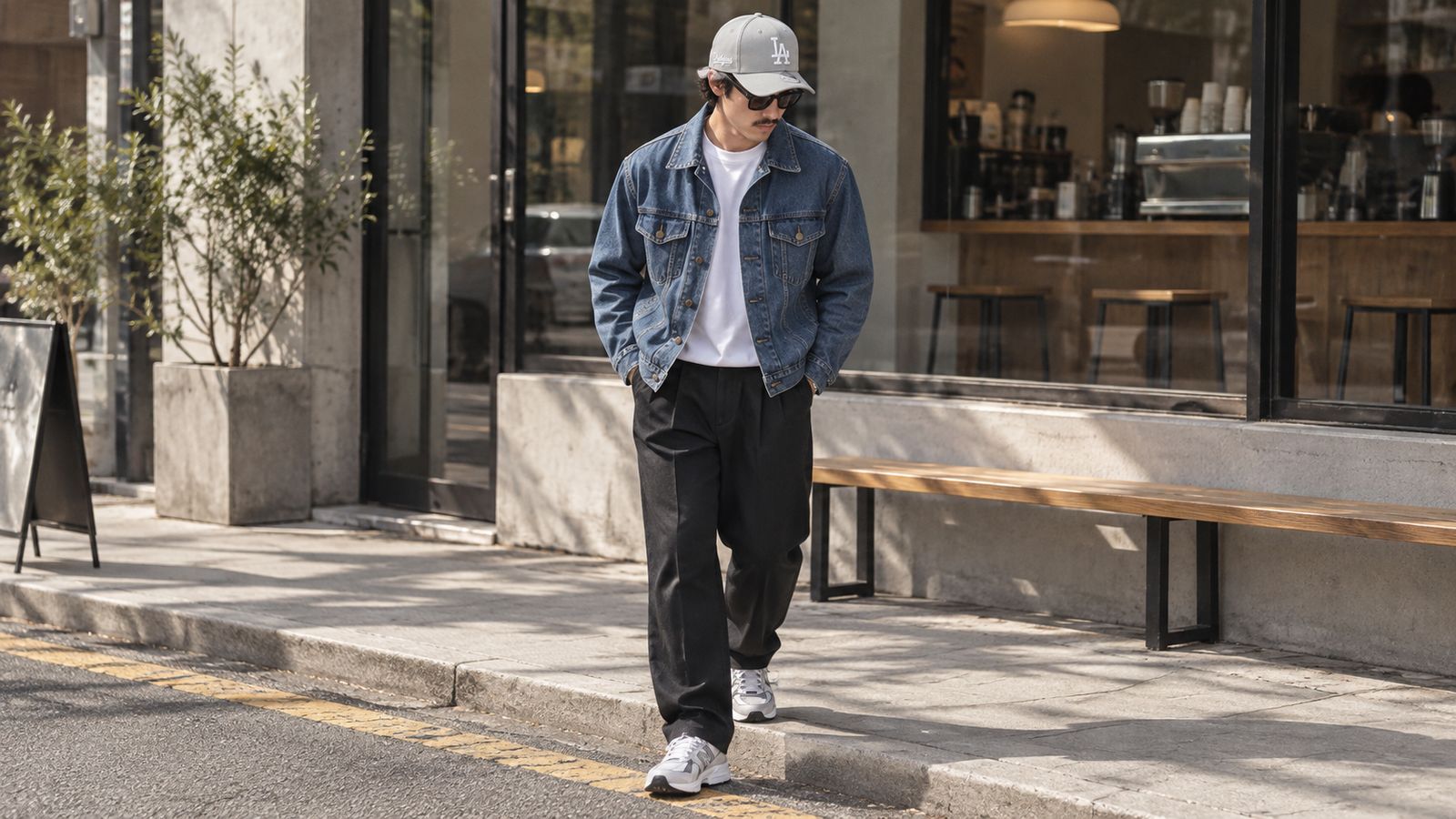 3. Nón kết với áo khoác streetwear với nón kết MLB
