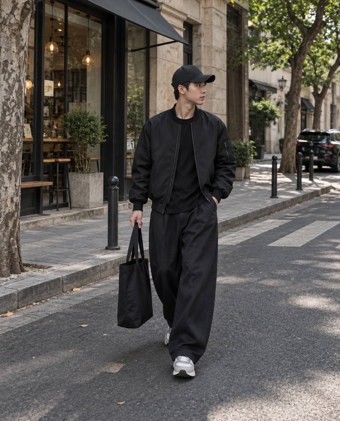 Bomber phối nón bóng chày và sneaker
