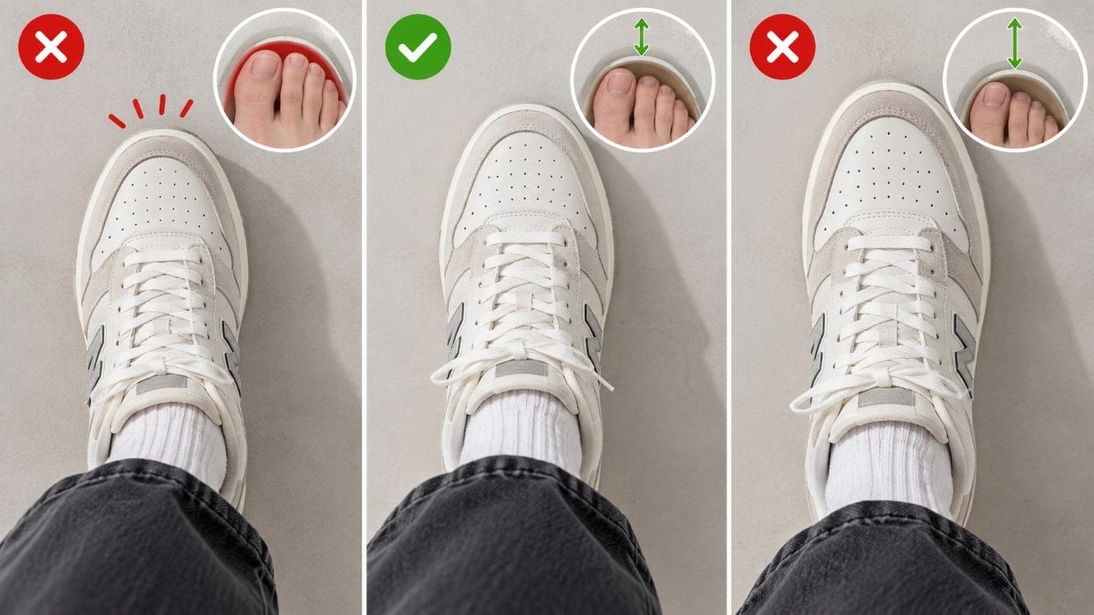 Cộng khoảng trống mũi giày khi chọn size sneaker nam