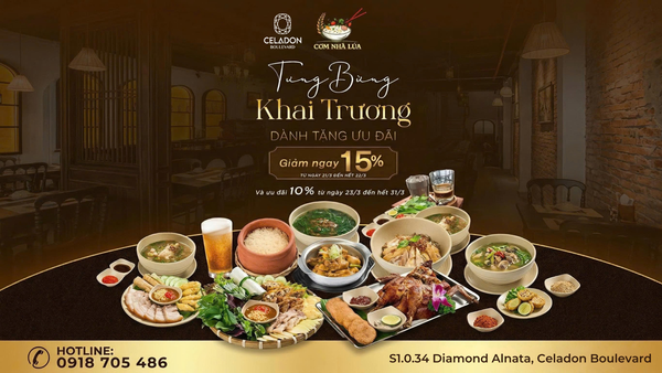 🌾 MỪNG KHAI TRƯƠNG CƠM NHÀ LÚA - GIẢM NGAY 15% TỔNG HÓA ĐƠN
