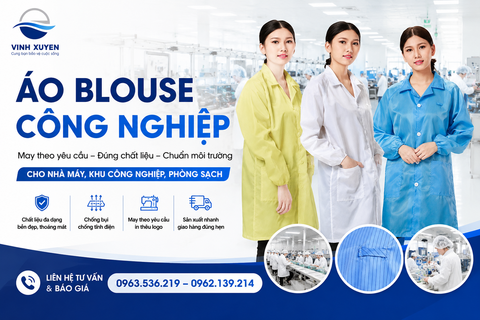 Áo blouse công nghiệp cho nhà máy, khu công nghiệp | May theo yêu cầu Hải Phòng
