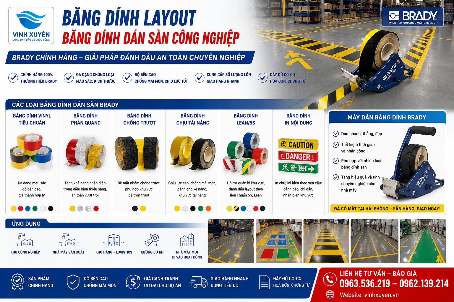 Băng dính Layout Brady chính hãng Hải Phòng