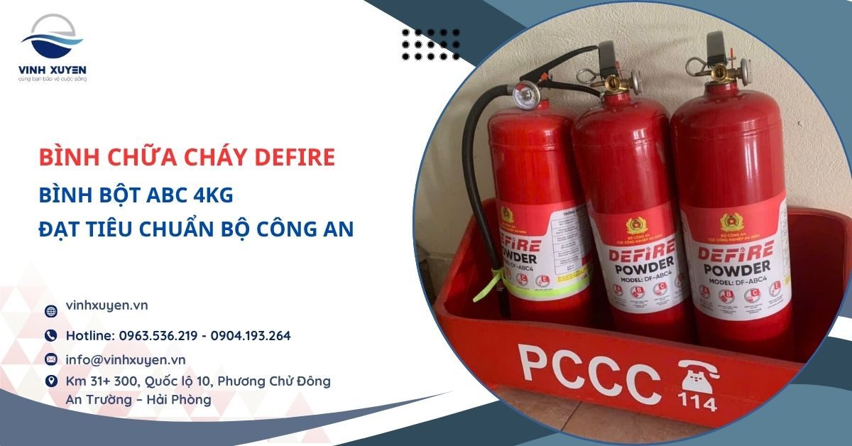 Bình chữa cháy bột ABC Defire 4kg chính hãng tại Hải Phòng