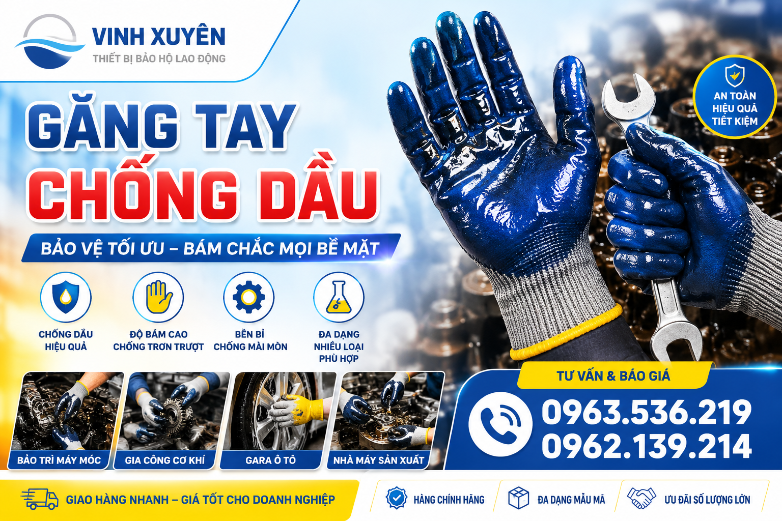 Găng tay chống dầu cho cơ khí, công nghiệp | Giá tốt Hải Phòng