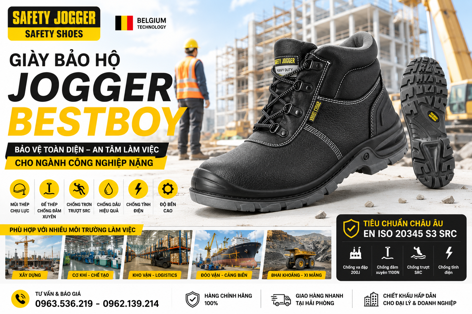 Giày bảo hộ Jogger Bestboy cho ngành công nghiệp nặng