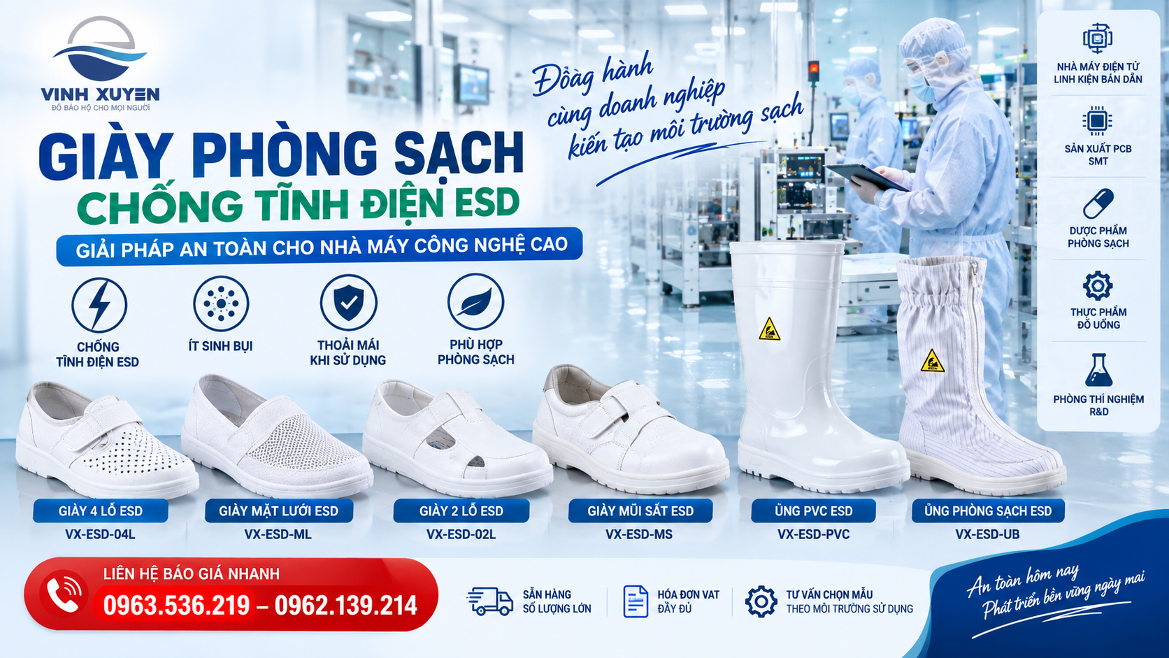 Giày phòng sạch chống tĩnh điện ESD – Giá tốt, Chính hãng