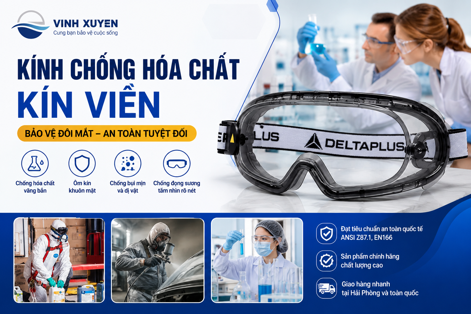 Kính chống hóa chất kín viền chính hãng tại Hải Phòng