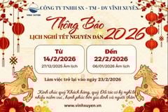 Thông báo lịch nghỉ Tết Nguyên Đán 2026 – Vĩnh Xuyên Hải Phòng
