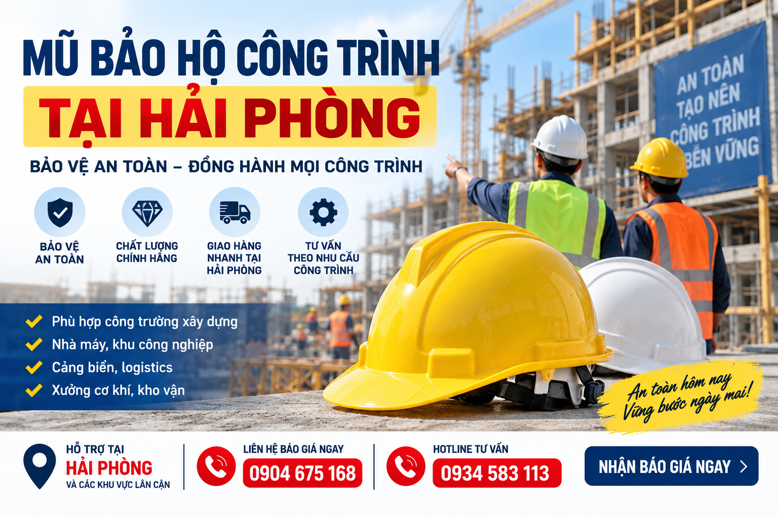 Mũ Bảo Hộ Công Trình Chính Hãng Tại Hải Phòng