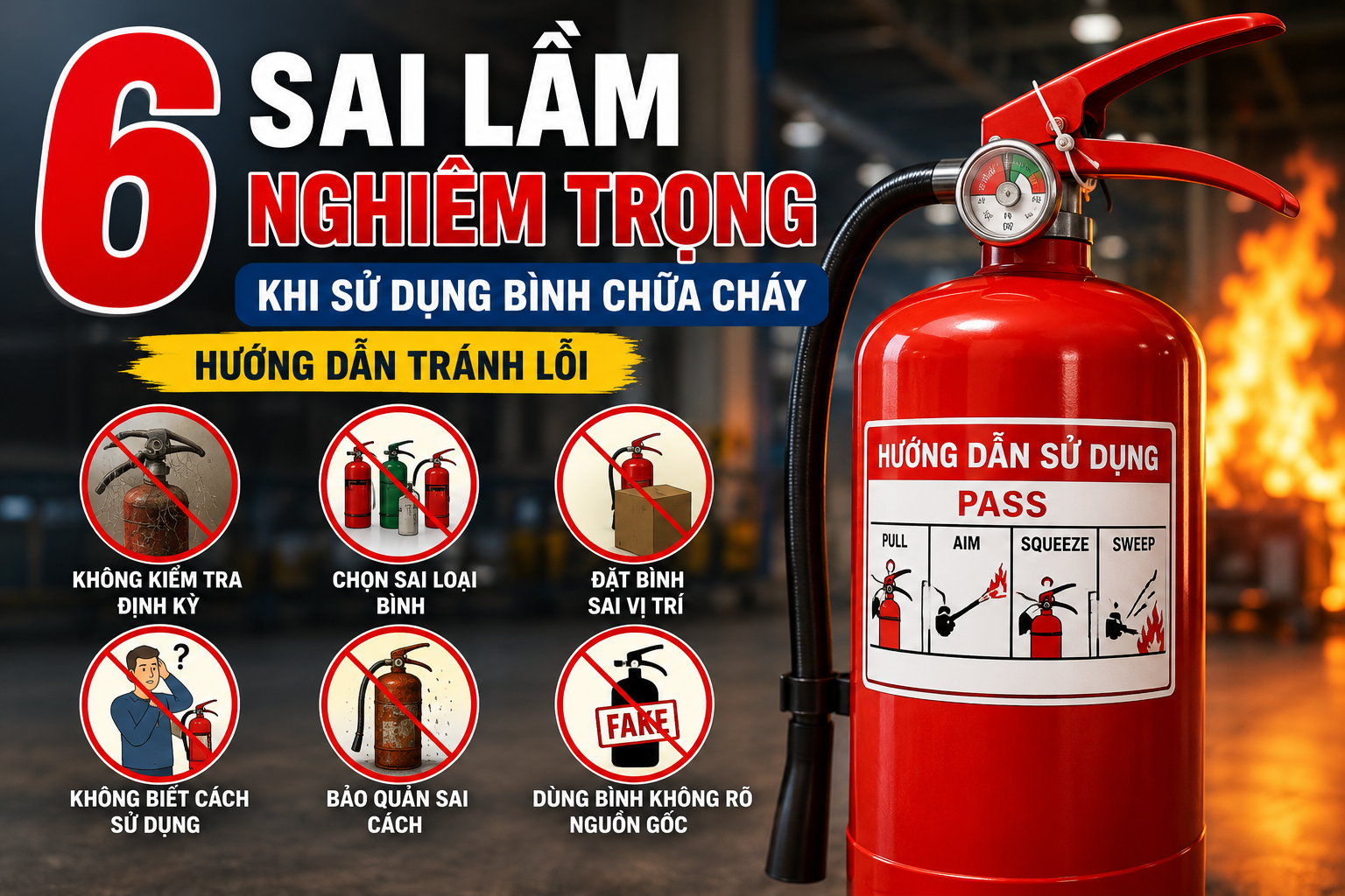 6 sai lầm nghiêm trọng khi sử dụng bình chữa cháy