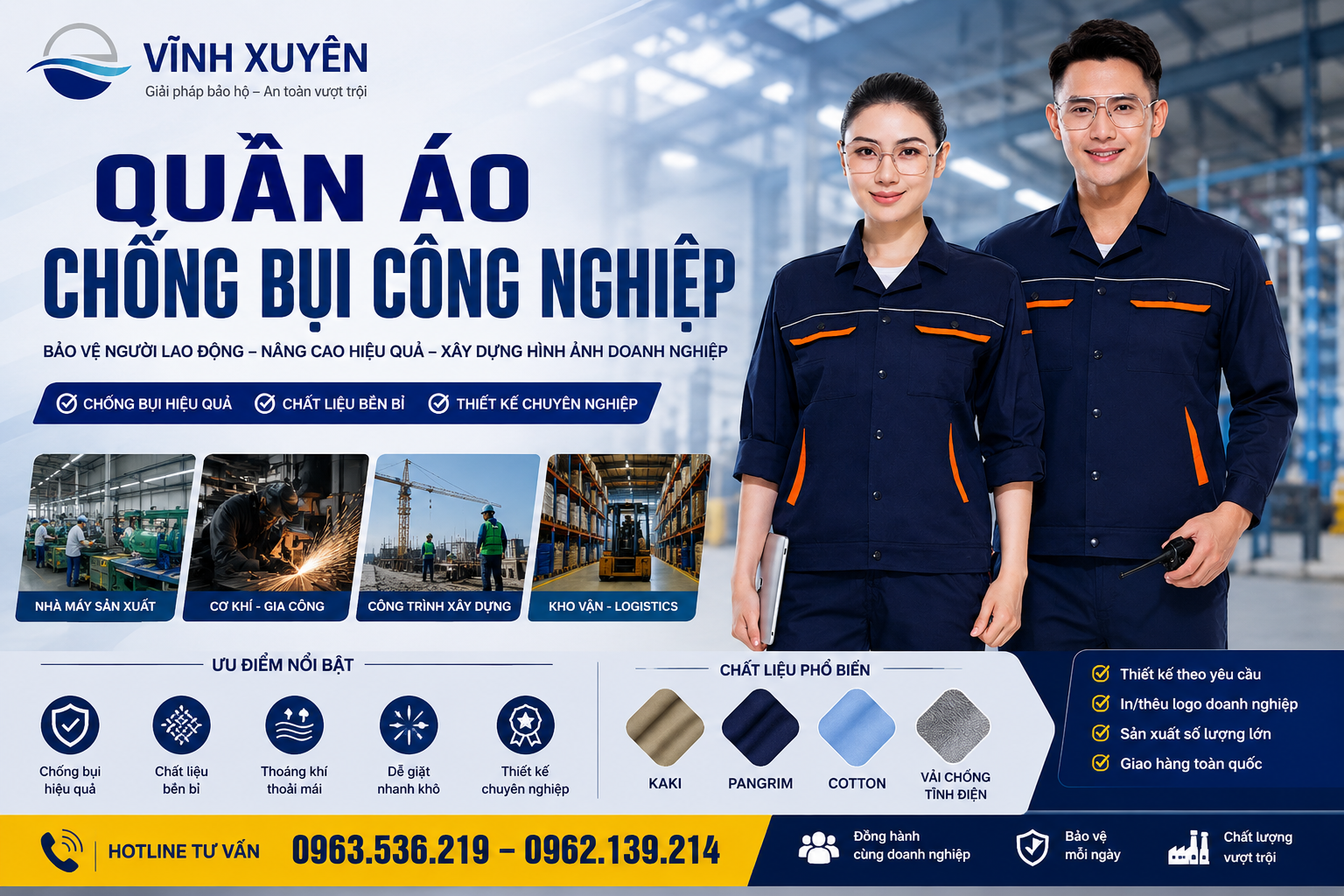 Quần áo chống bụi công nghiệp Hải Phòng | May theo yêu cầu nhà máy