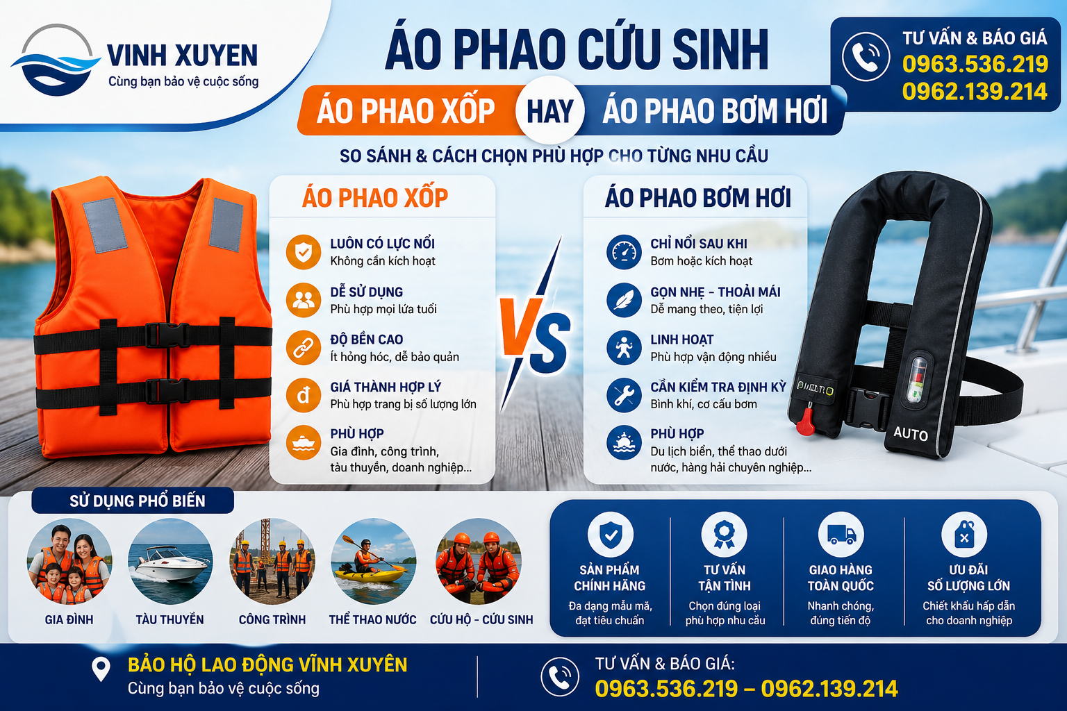 Áo phao xốp hay áo phao bơm hơi? So sánh chi tiết và cách chọn