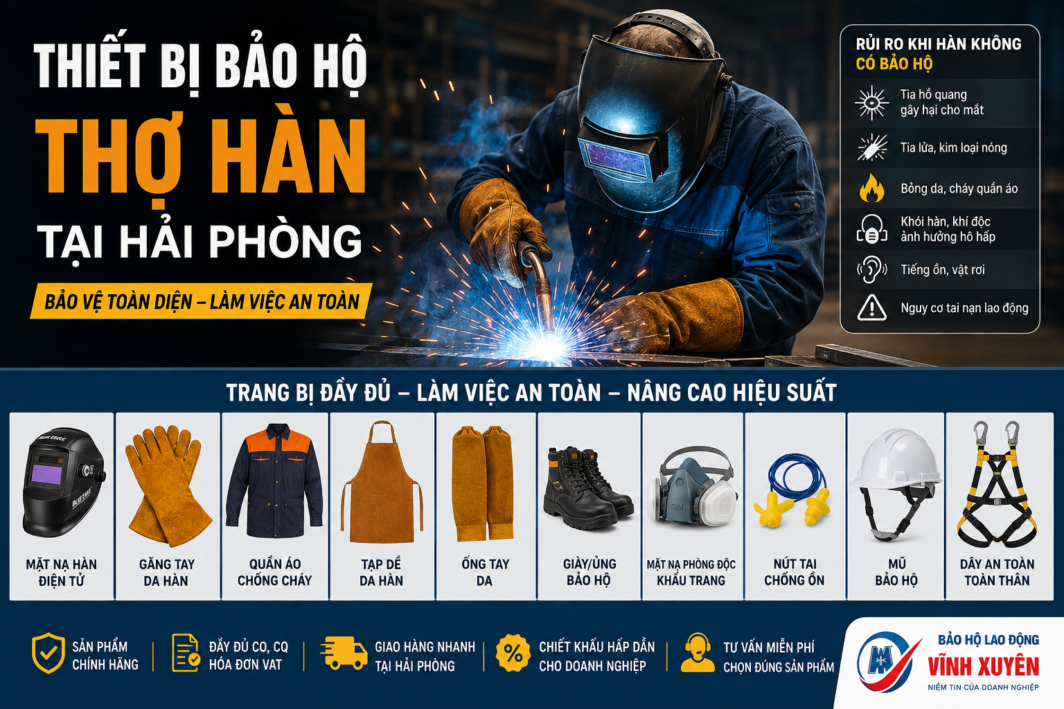 Thiết bị bảo hộ thợ hàn tại Hải Phòng giá tốt cho doanh nghiệp