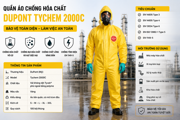 Quần áo chống hóa chất Dupon Tychem 2000C