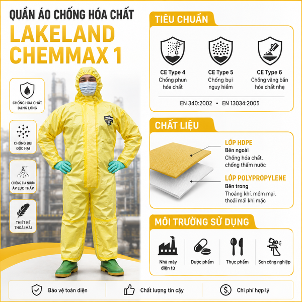 Quần áo chống hóa chất Lakeland ChemMax 1