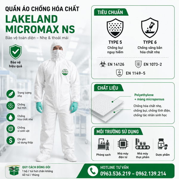 Quần áo chống hóa chất Lakeland MicroMax NS chính hãng