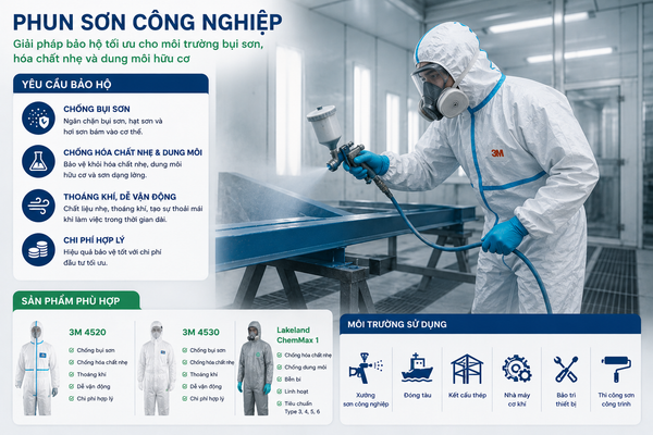 Quần áo chống hóa chất cho ngành phun sơn công nghiệp
