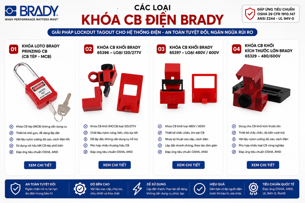 Các loại khóa CB điện Brady chính hãng