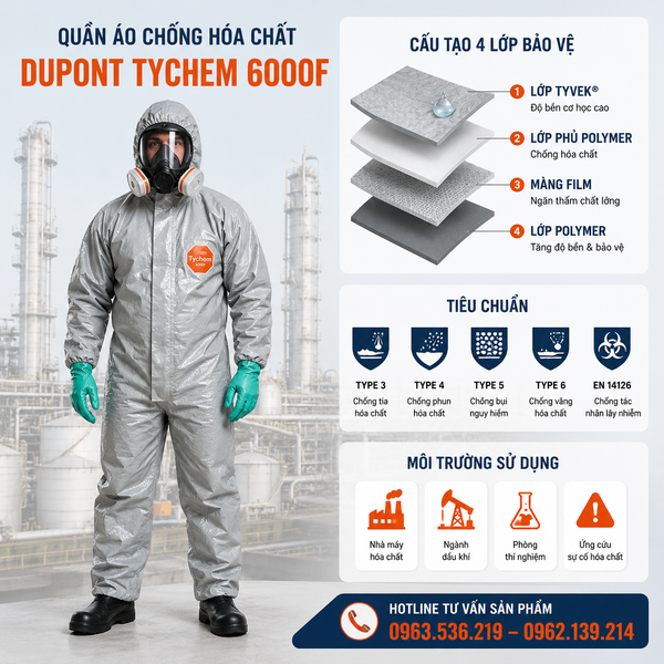 Quần áo chống hóa chất DuPont Tychem 6000F