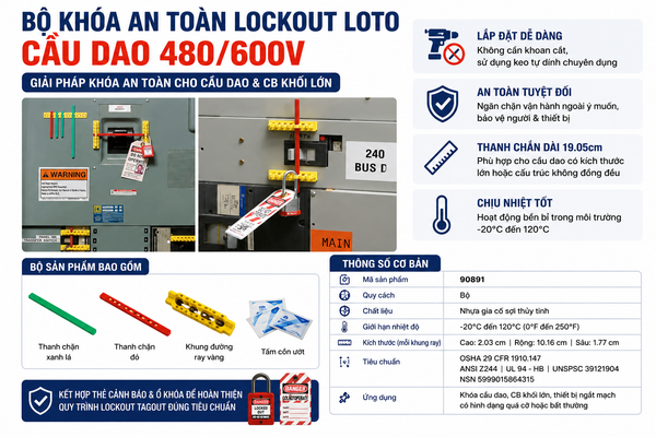 Bộ khóa an toàn Lockout Loto cầu dao 480 - 600V Brady