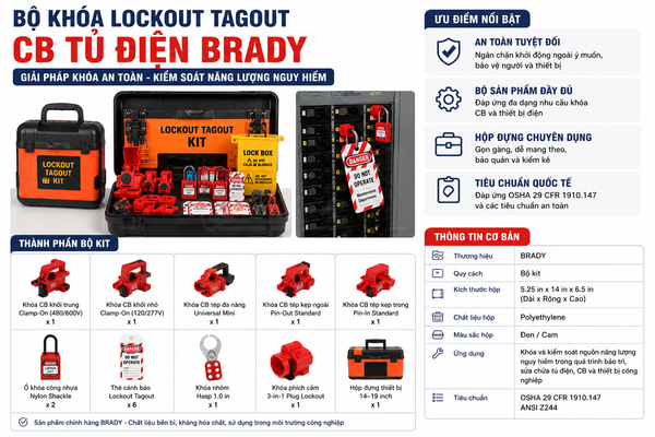 Bộ khóa Lockout Tagout CB tủ điện Brady