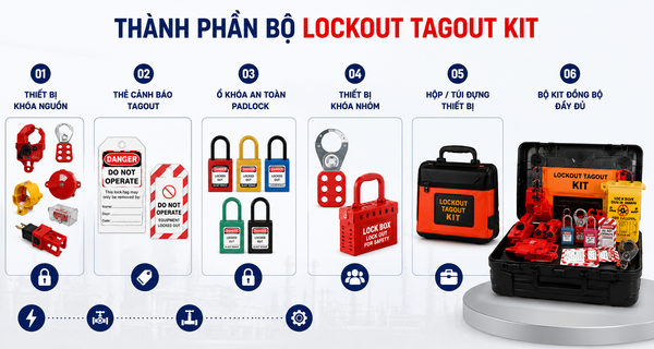Thành phần bộ loto kit (lockout tagout) hoàn chỉnh
