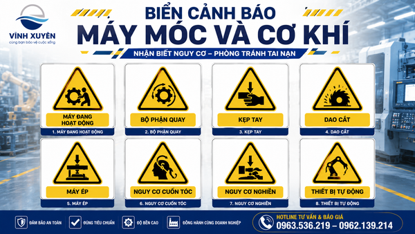 Biển cảnh báo máy móc và cơ khí trong nhà máy