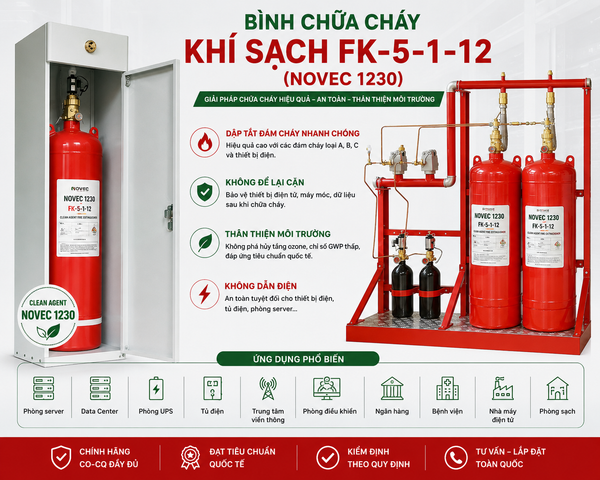Bình chữa cháy khí sạch FK-5-1-12 (Novec 1230)