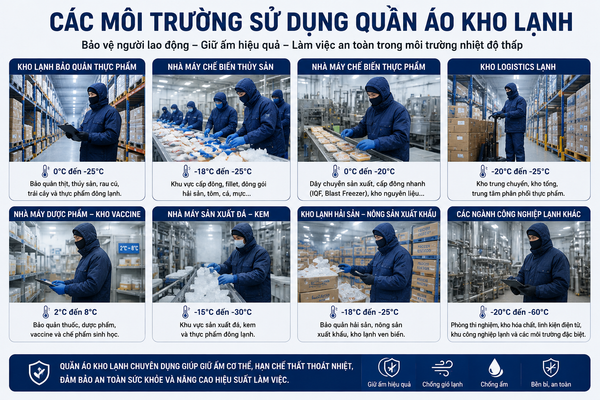 Các môi trường sử dụng quần áo kho lạnh