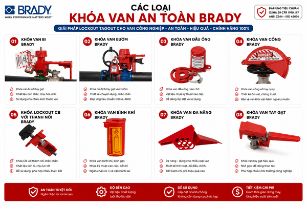 Các loại khóa van an toàn Brady