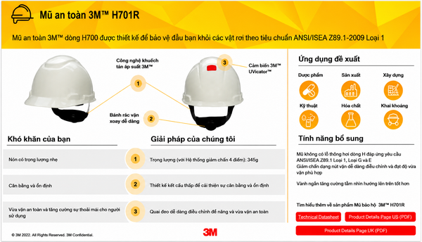 Cảm biến UV trên mũ bảo hộ 3M