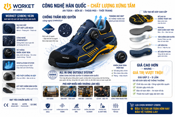Công nghệ mới của giày bảo hộ Worket ( Ziben)