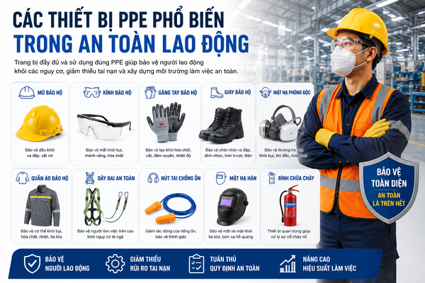 Các thiết bị PPE phổ biến trong an toàn lao động